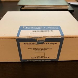 100 A7 Bright White Envelopes (Fits 5x7 Cards)
